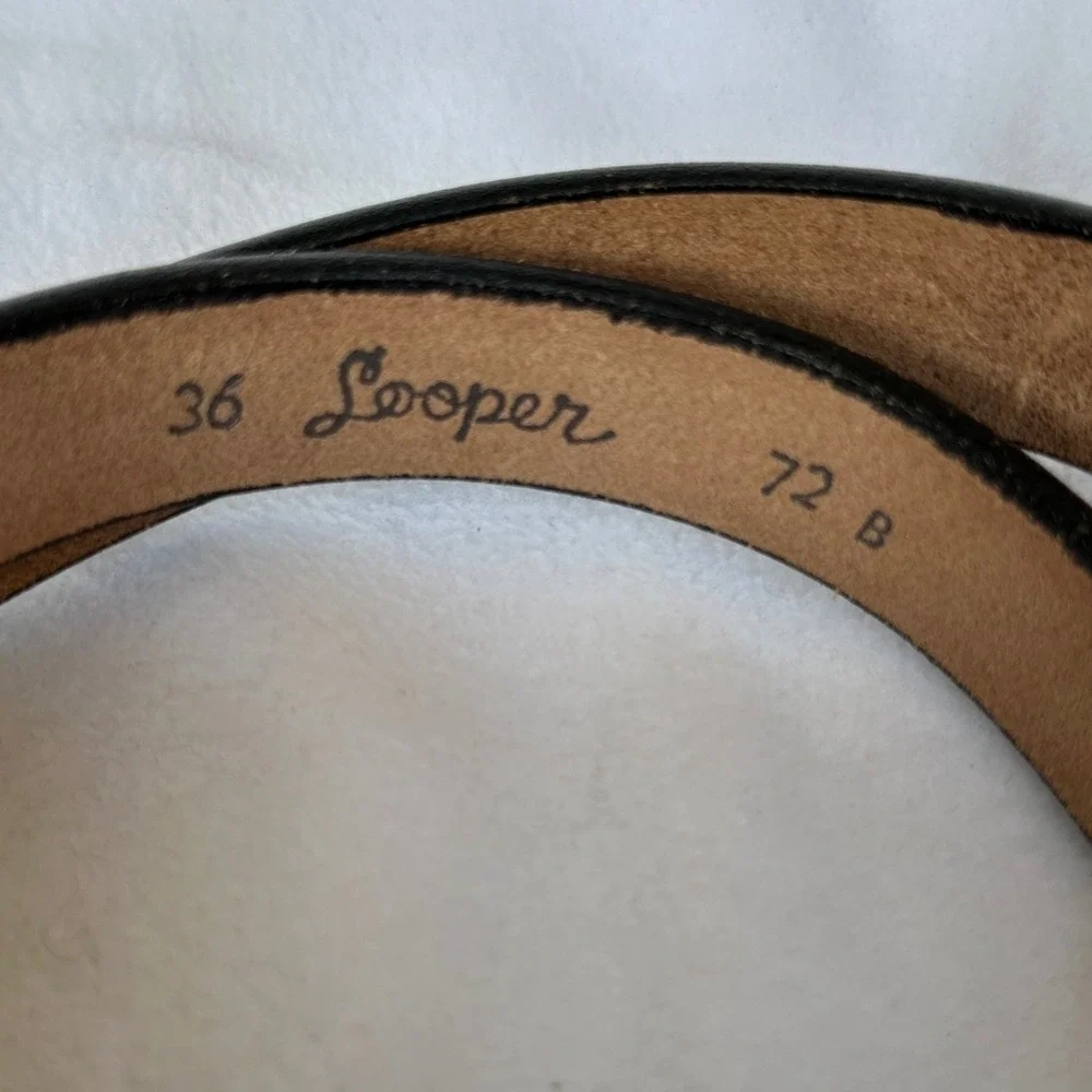 Vintage Brown Leather Belt 36 Brass Buckle Classic Western Workwear Looper